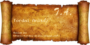 Tordai Anikó névjegykártya